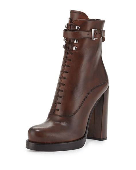 prada lace-up leather ankle boots similar|Prada 55 leather ankle boots.